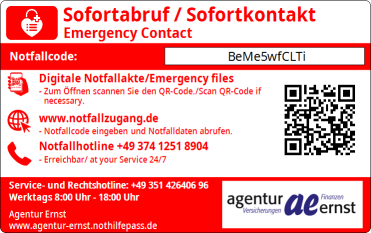 NotHilfePass Rückseite